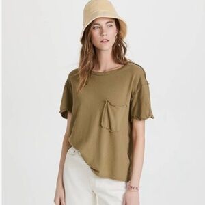 FREE PEOPLE We The Free T-Shirt Rosemary Tea/Olive Green Size XS Recycled Cotton